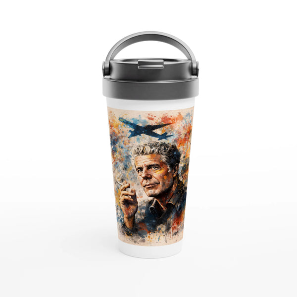 Bourdain White 15oz Stainless Steel Travel Mug