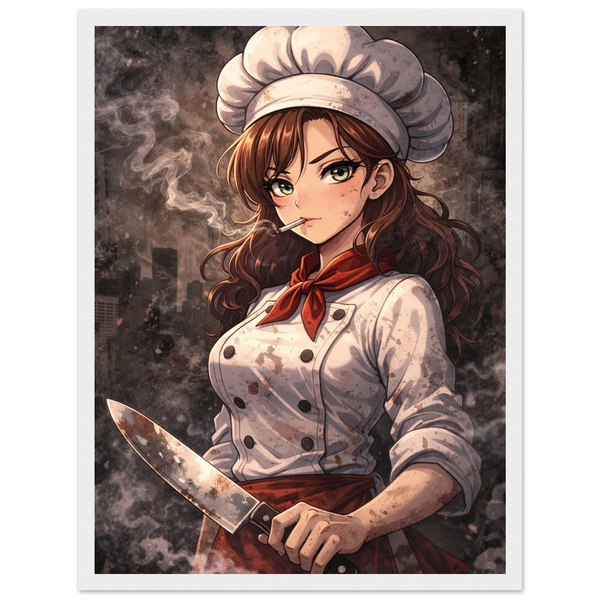 Female Chef - Premium Matte Paper Wooden Framed Poster 30x40 cm / 12x16″